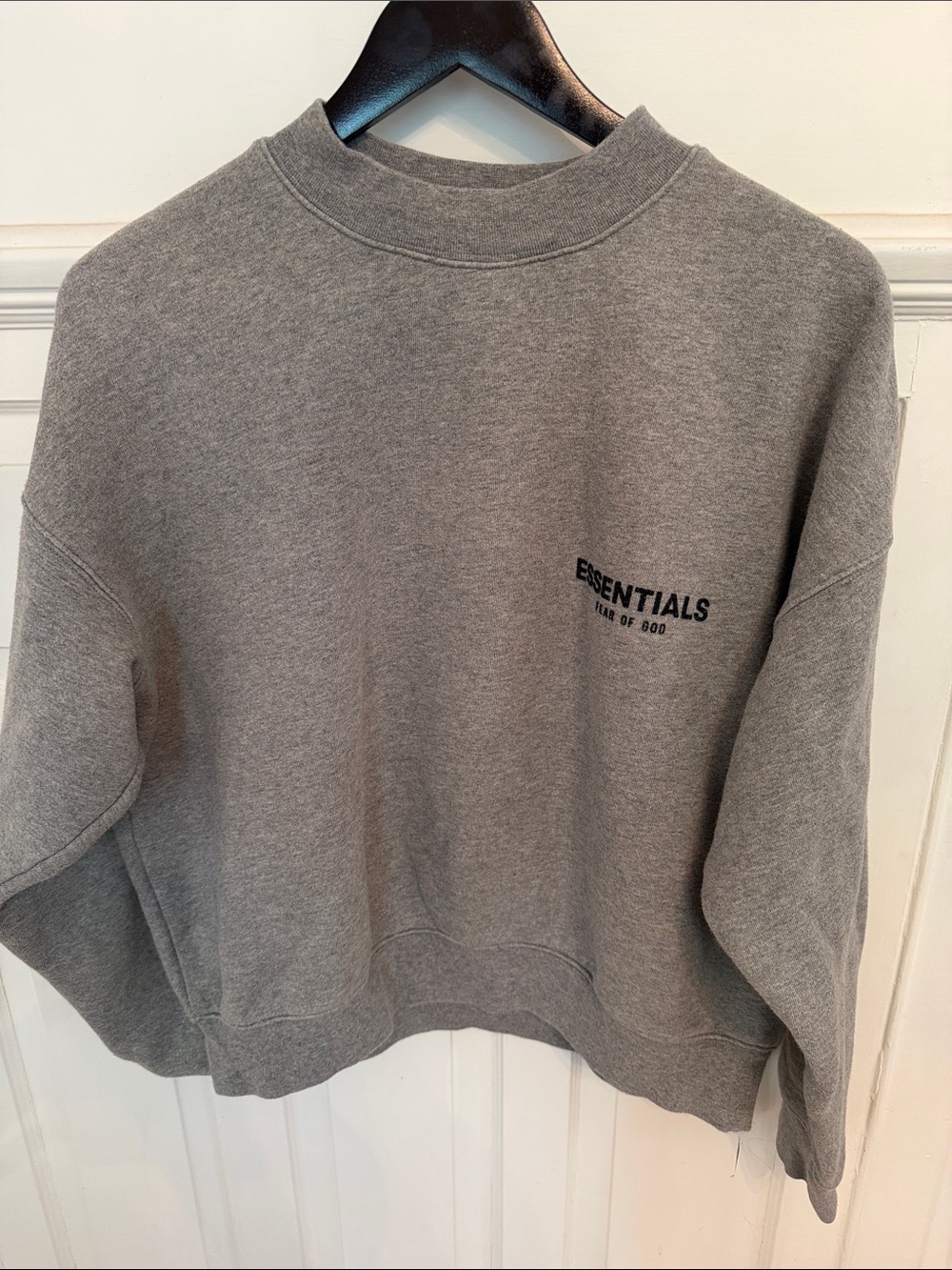 Fear of God Essentials Heather Grey Crew Sweatshirt with Chest Logo
